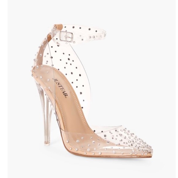 JustFab Shoes - JustFab Mika Embellished Clear Pump